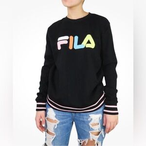 Fila Black Crewneck with Multicolor Logo